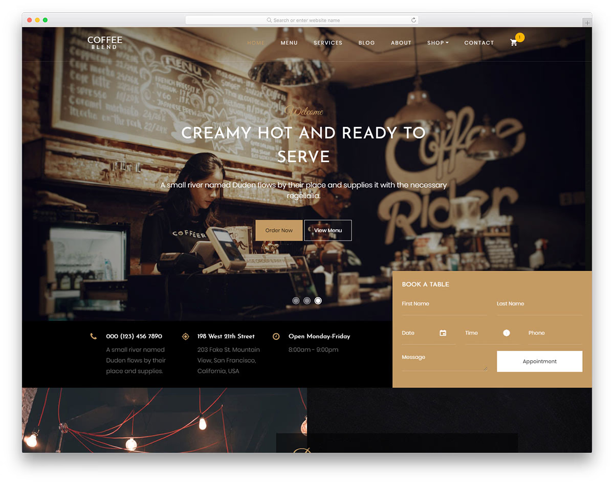 Coffee shop website design inspiration